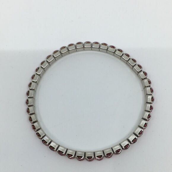 October Birthstone Rhinestone stretch bracelet pink rhinestones silver tone - Picture 9 of 11